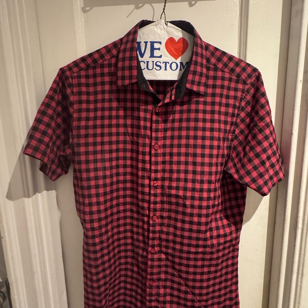 Galaxy By Harvic Red and Black Plaid Shirt